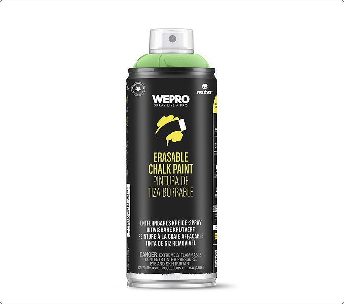 Spray de pintura de tiza borrable MTN Pro, bote negro con tapa verde