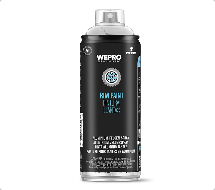 Spray de pintura para llantas MTN Pro, bote negro con icono de llanta