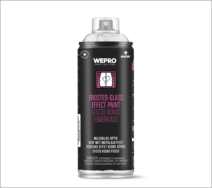 Spray de efecto vidrio esmerilado MTN Pro, bote negro con icono de ventana con cortinas