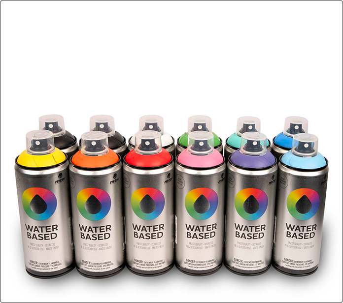 Pack de 12 latas de spray MTN Water Based en colores variados