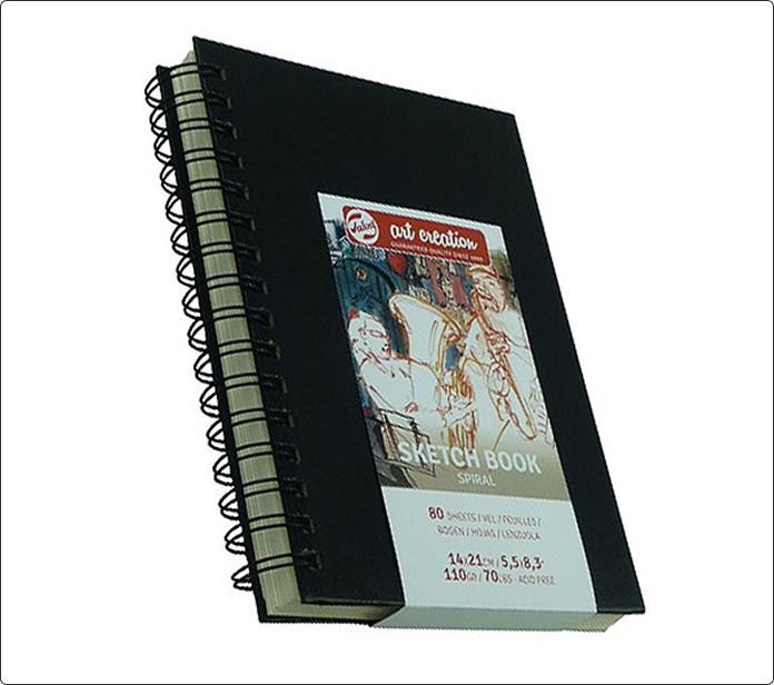 Cuaderno de dibujo negro con encuadernación de espiral