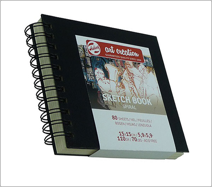 Cuaderno de dibujo negro cuadrado con encuadernación de espiral