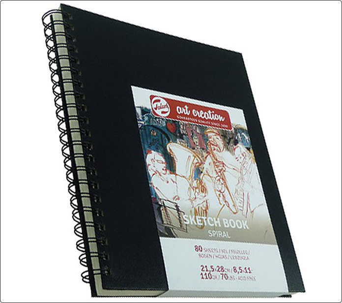 Cuaderno de dibujo negro grande con encuadernación de espiral