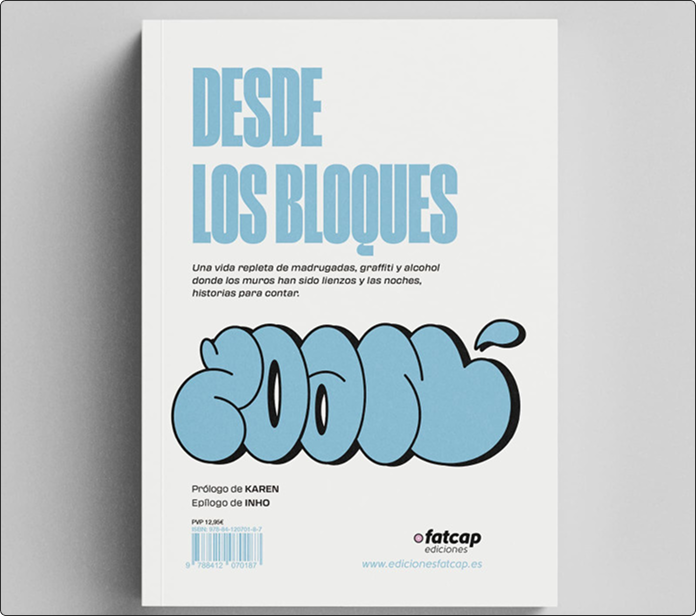 Libro Desde los bloques con portada blanca y graffiti azul