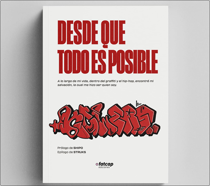 Libro Desde que todo es posible con portada blanca y graffiti rojo
