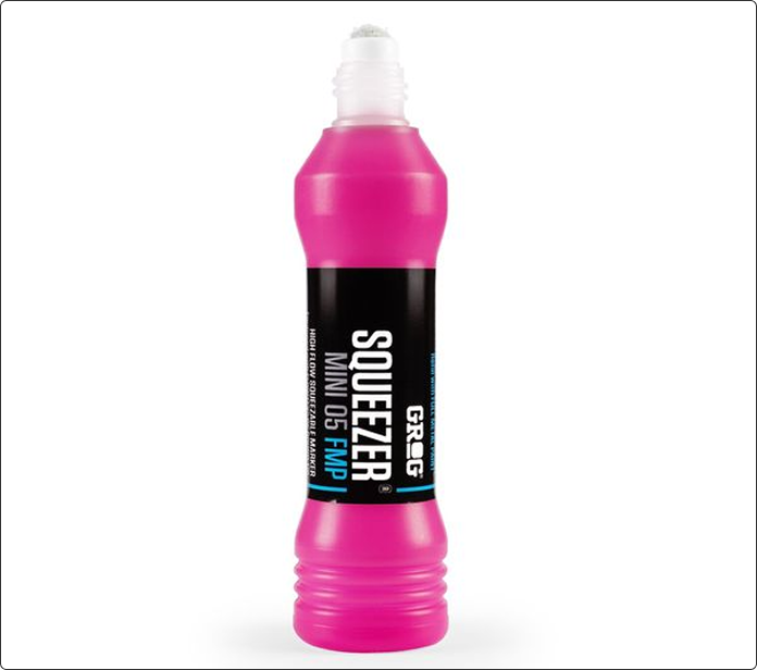 Bote Grog Squeezer Mini 05 FMP rosa/magenta, con su tapa blanca