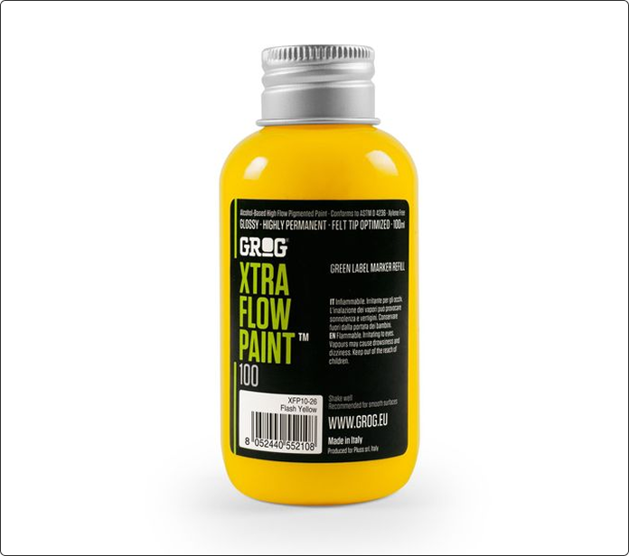 Botella amarilla Grog XTRA Flow Paint 100