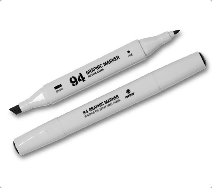 Rotulador MTN 94 Graphic Marker negro de doble punta, ancha y fina