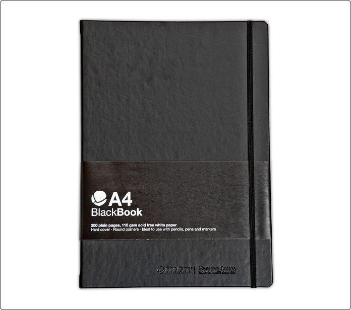 Cuaderno A4 BlackBook negro con cierre elástico