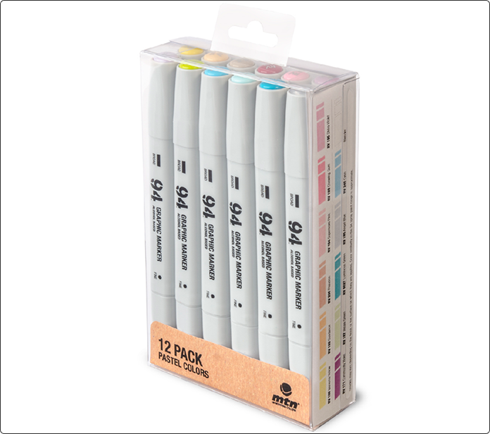 Pack de 6 rotuladores MTN 94 Graphic Marker, 12 colores pastel