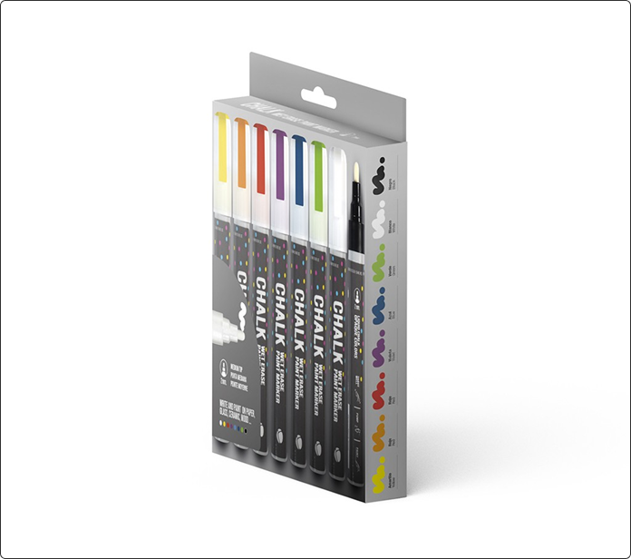 Caja de 8 rotuladores de tiza MTN de colores variados