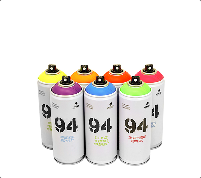 Pack de siete aerosoles MTN 94 de colores fluorescentes