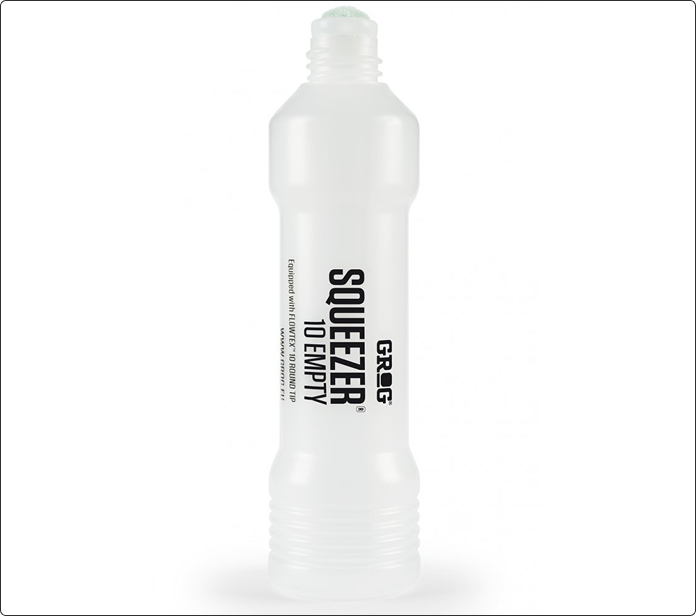 Rotulador Grog Squeezer 10 vacío, blanco translúcido con punta verde clara, sin tapón