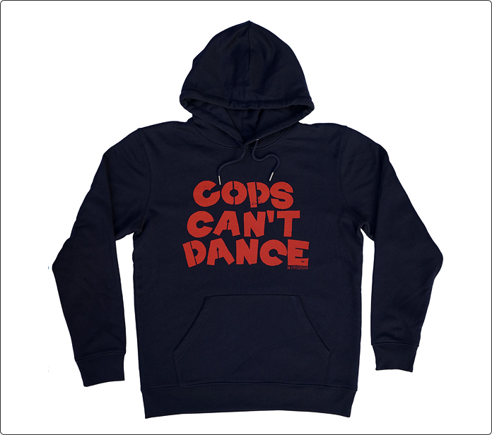 Sudadera negra con capucha y logotipo rojo Cops Can’t Dance