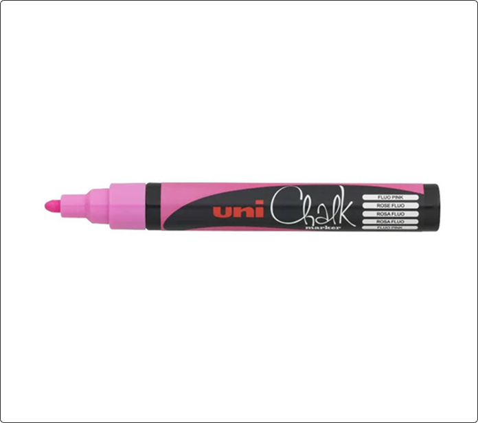 Rotulador de tiza líquida Uni Chalk rosa fluorescente