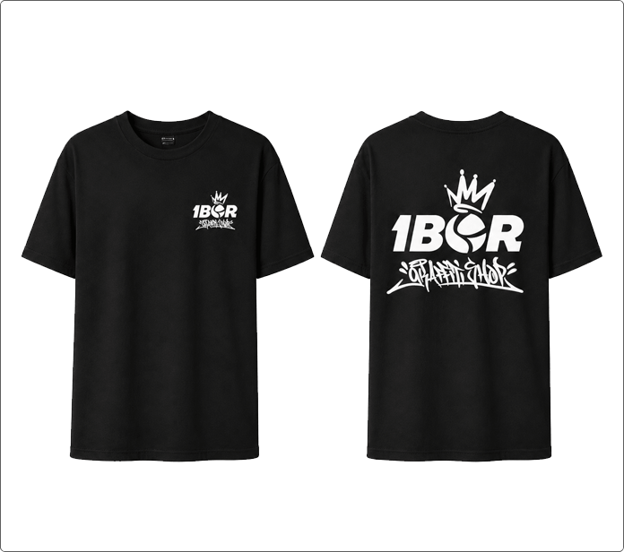 Camiseta negra IBOR Graffiti Shop recortada sobre fondo transparente