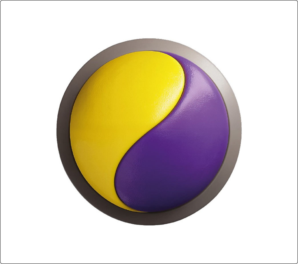 Detalle circular del patrón Kobe en amarillo y morado.