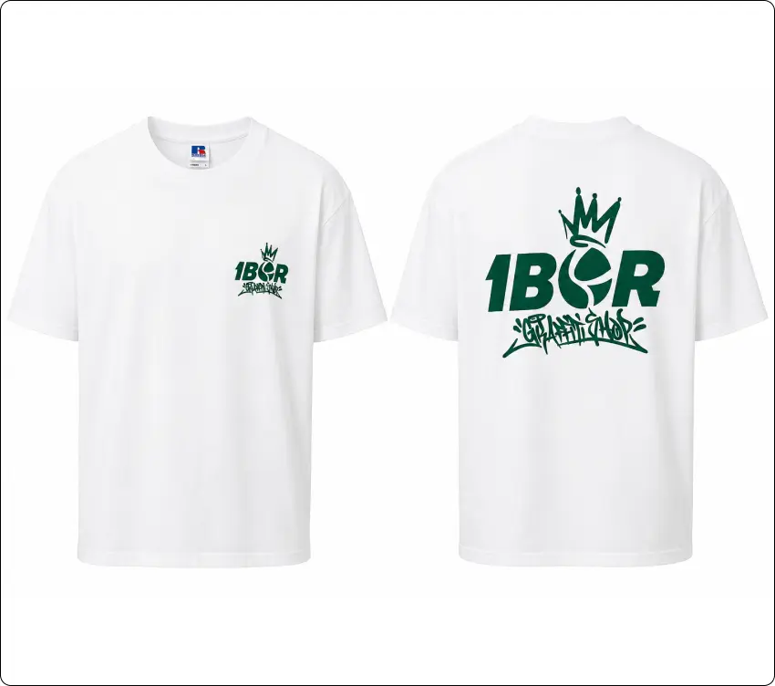 Camiseta blanca con diseño verde IBOR Graffiti Shop