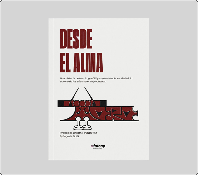 Portada blanca del libro Desde el alma con título rojo e ilustración de graffiti.